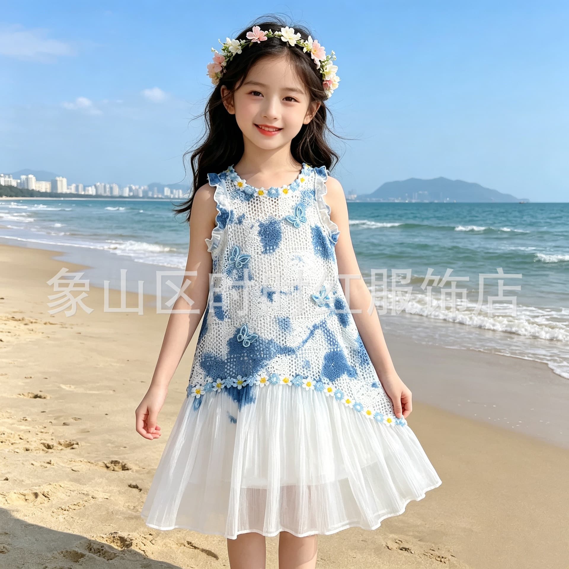 Tie-dye children's clothing summer new handmade tie-dye plant-dyed boys and girls suspender skirt travel ethnic clothing wholesale