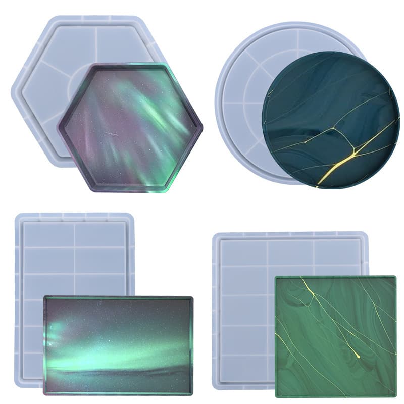 Poppy diy crystal glue mold variety tray home living room rectangular tray cup fruit mold