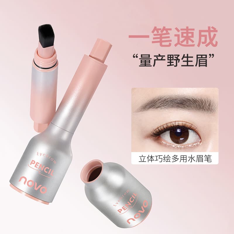 NOVO 3D Brow & Hairline Pen - Natural Wild Eyebrow Shaping, Dual-Use Waterproof Eyebrow Pencil for Natural 3D Effect