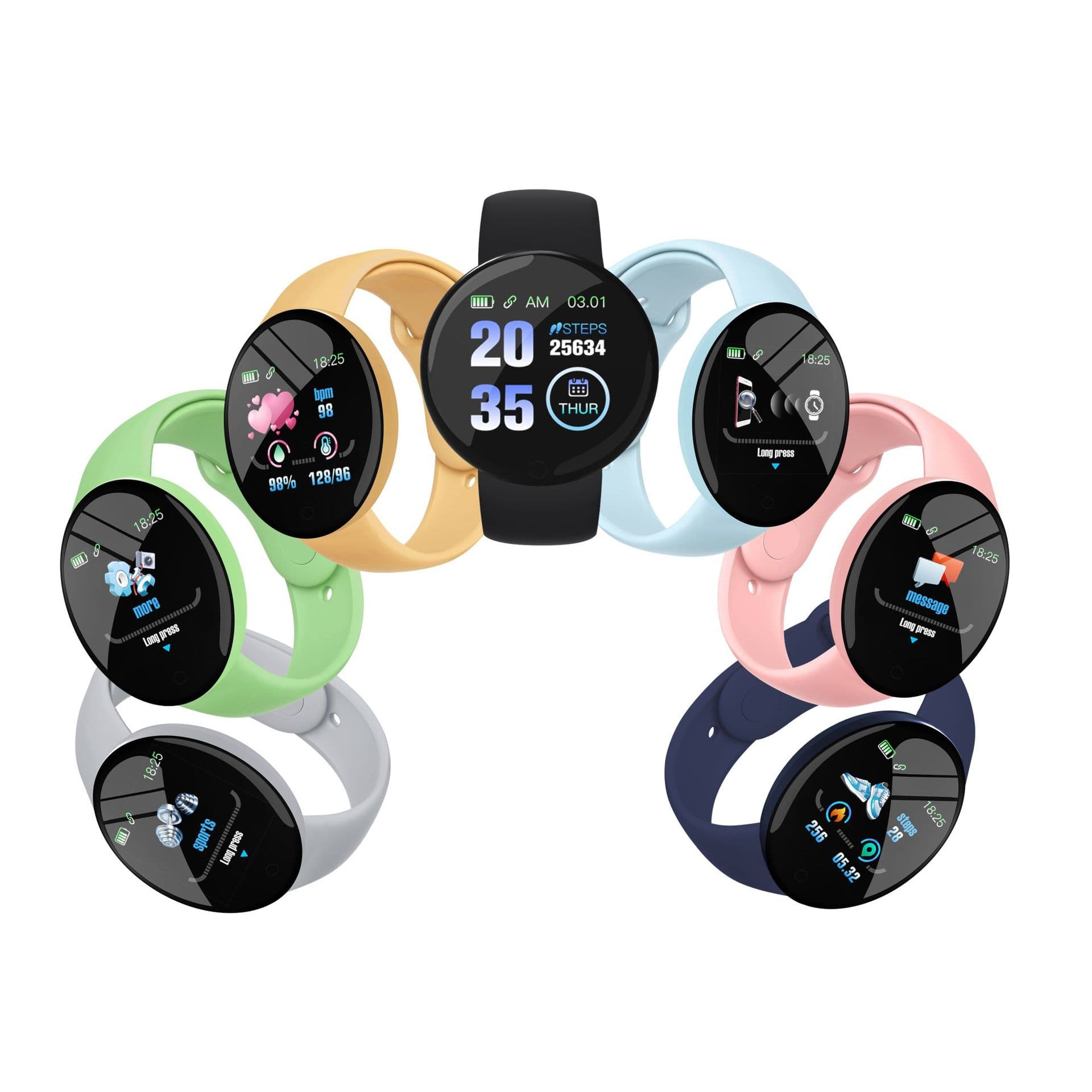 D18 Macaron Smart Bracelet D18S Color Screen Fashion Sports Bracelet with Step, Sleep Monitoring, Heart Rate Health Cross-border