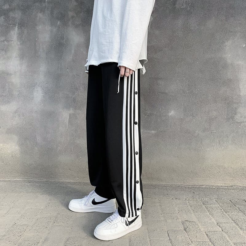 Men's Spring Side-Zip Jogger Pants, Trendy Loose Fit, Plus Size, Ankle-Length Cuffed Pants, Slimming Casual Sweatpants