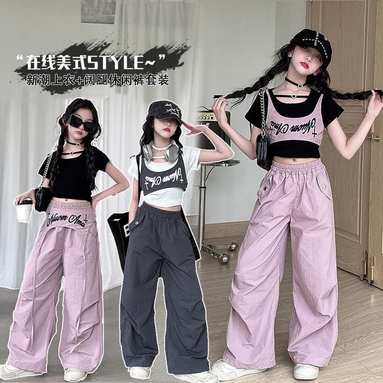 Kids Suit Summer Big Kids Jazz Dance Stylish Cool Summer Girls Cargo Pants Girl Wear 2026 New