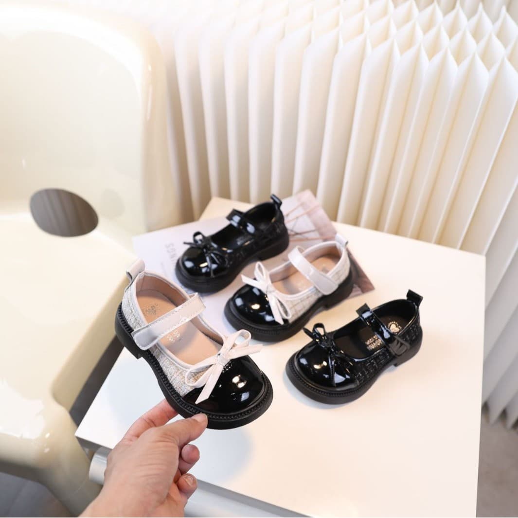 Girls Butterfly Knot Soft Sole Performance Ballet Flats Spring Autumn Versatile Children's Leather Shoes Princess Style Korean Version