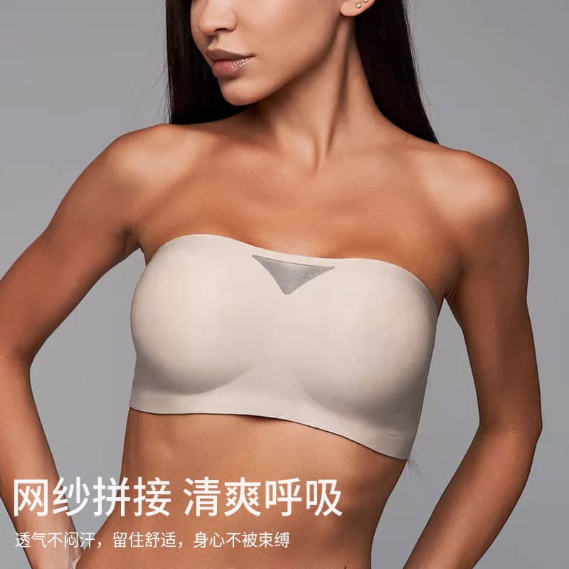 Factory custom bras, wire-free beautiful back cross-border style with fixed cups, strapless gel strip seamless bras for young women.