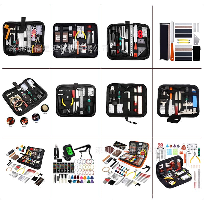 25-in-1 Guitar Tool Kit for Maintenance, Polishing, Measurement, and String Protection; 72-in-1 String, Pick, and Nut Combo