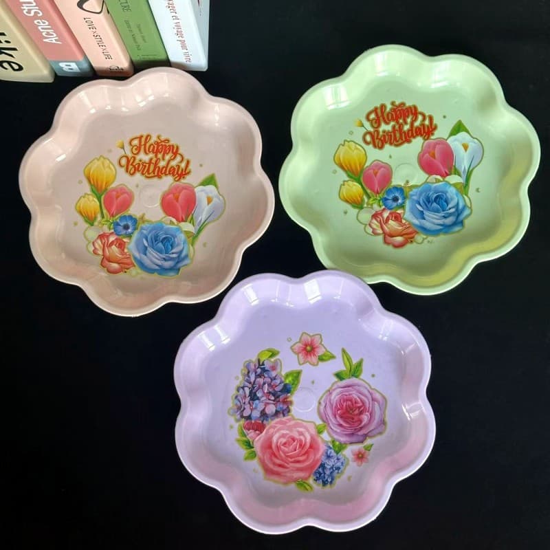 2780 Floral Edge Fruit Plate, Printed Fashion Candy and Snack Dish, Flower-shaped Fruit Plate, $1-$2 Store Wholesale Supply