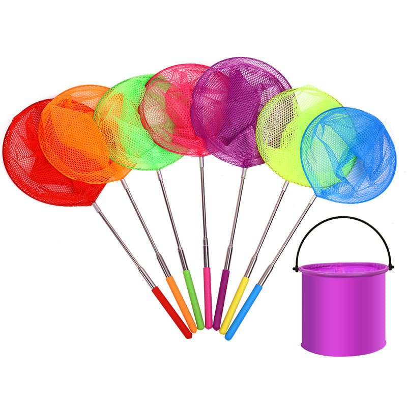 Stainless steel telescopic fishing net children's fishing net pocket cheat net insect catching net fishing net shrimp catching children's outdoor toys