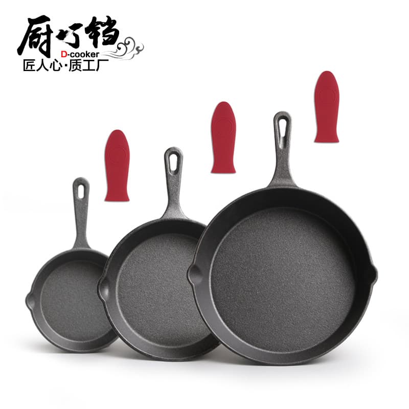Cast iron pot, frying pan, uncoated frying pan three-piece set, iron pot size frying pan, old American frying pan