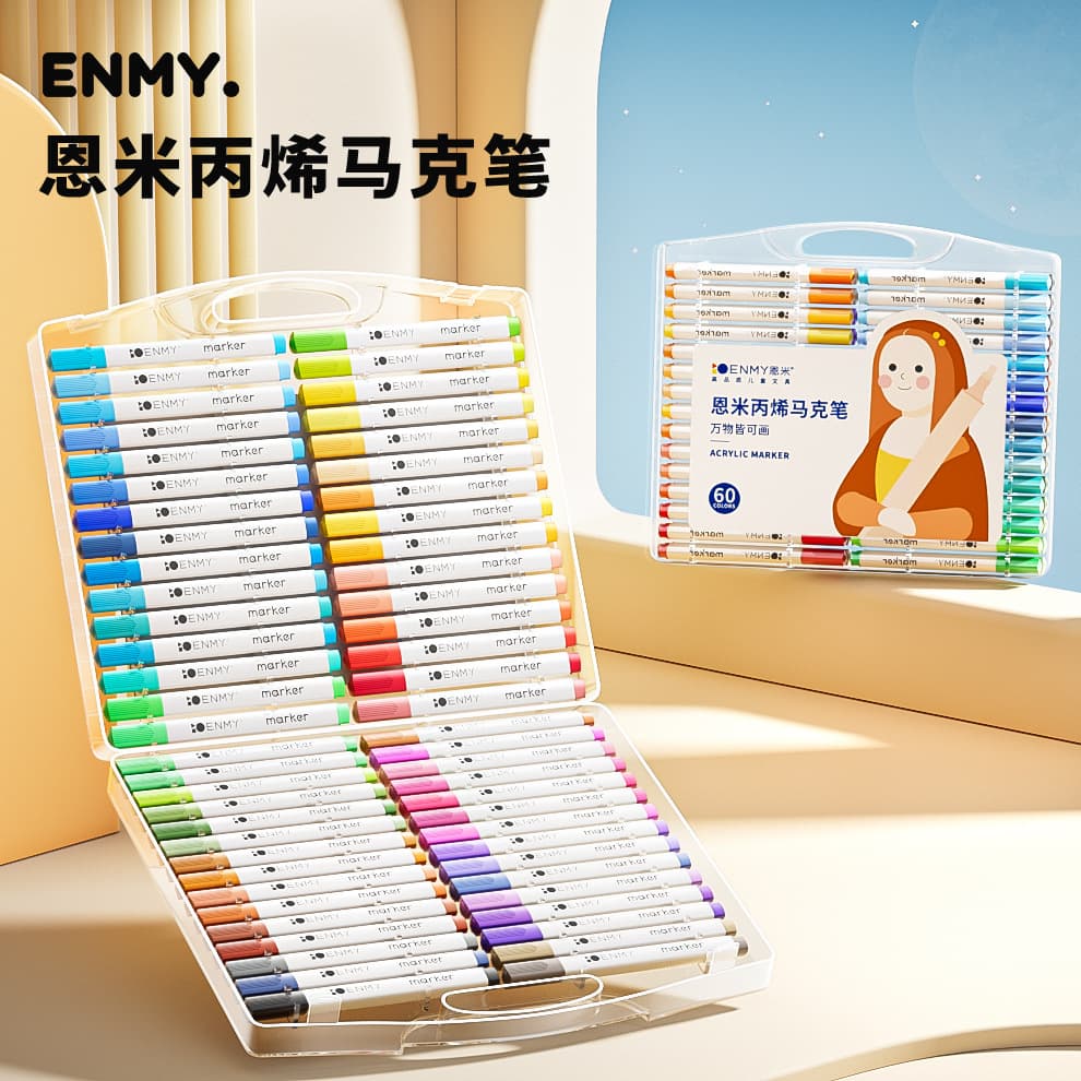 Enmi Acrylic Markers for Kids and Students, Water-Based, Non-Bleeding, Blendable, Art Drawing Set Wholesale