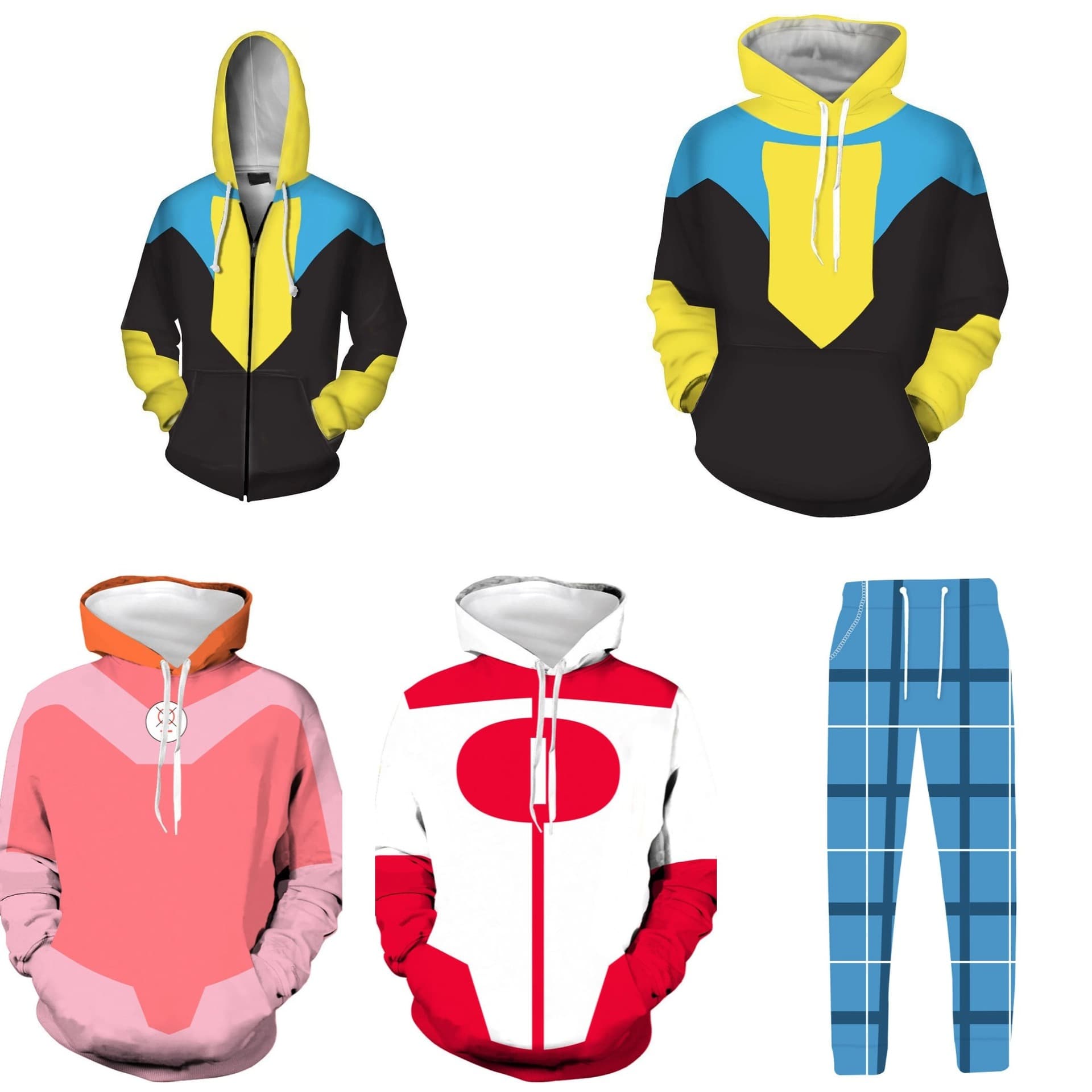 2025 Export New Style Invincible Kid Anime 3D Print Casual Shirt Set Sweatshirt Zipper Hoodie