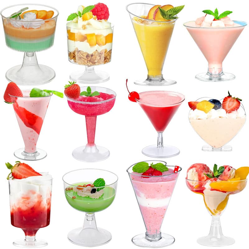 Goblet Disposable Transparent Hard Plastic Mousse Cup Mini Cake Cup Cocktail Glass Dessert Cup Pudding