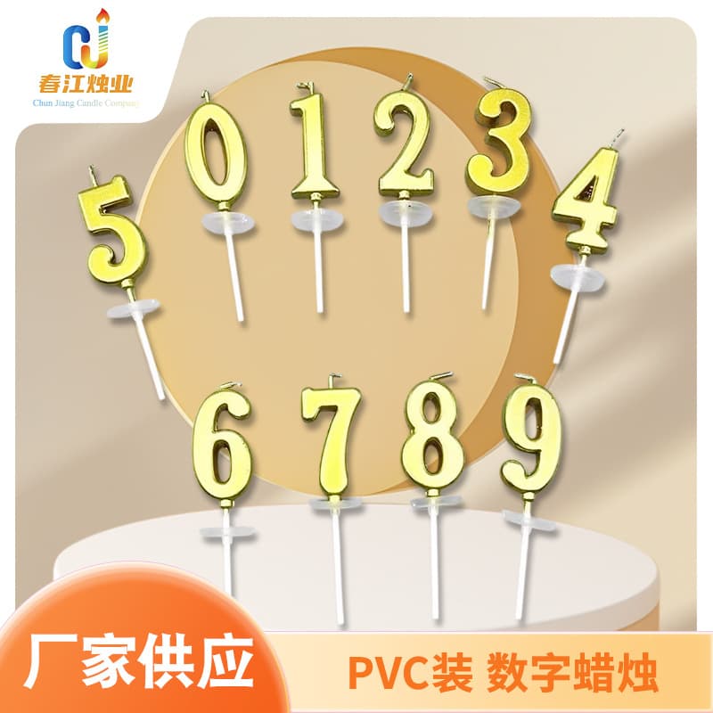 PVC Gold Number Candles Factory Supply Gold Number Candles 0-9 Birthday Cake Candles Number Candles