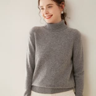 Factory Wholesale Double-Strand Thick Classic High Roll Neck 100% Pure Cashmere Women's Knit Sweater Women's Base Layer