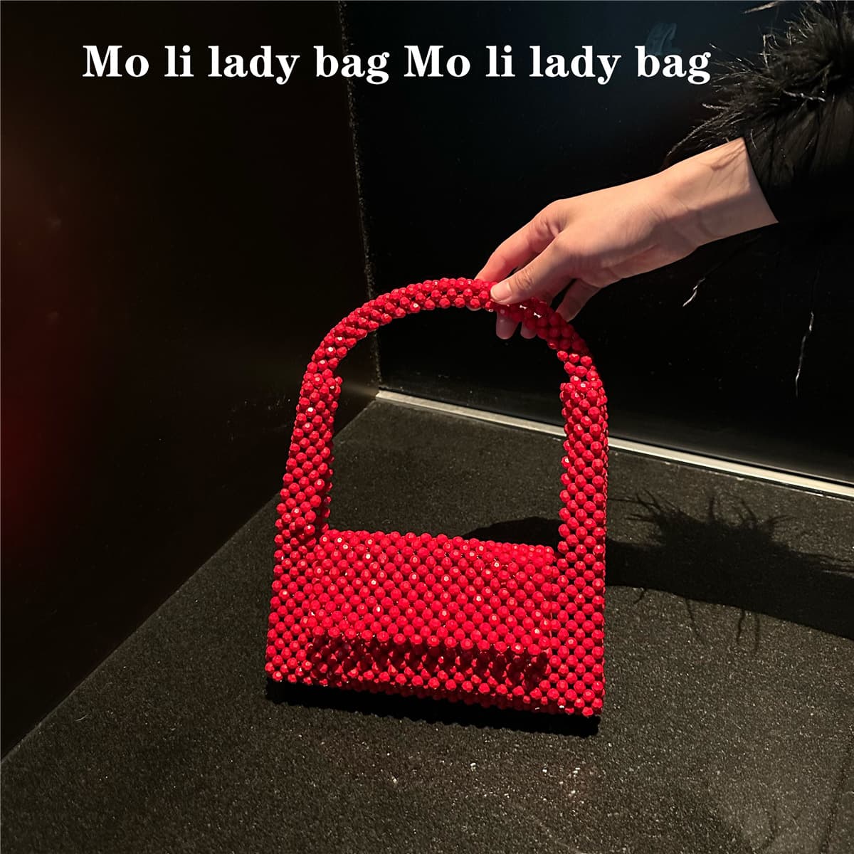 Vintage Chic Beaded Burgundy Underarm Bag for Women 2025 New Trendy Handheld Shoulder Bag