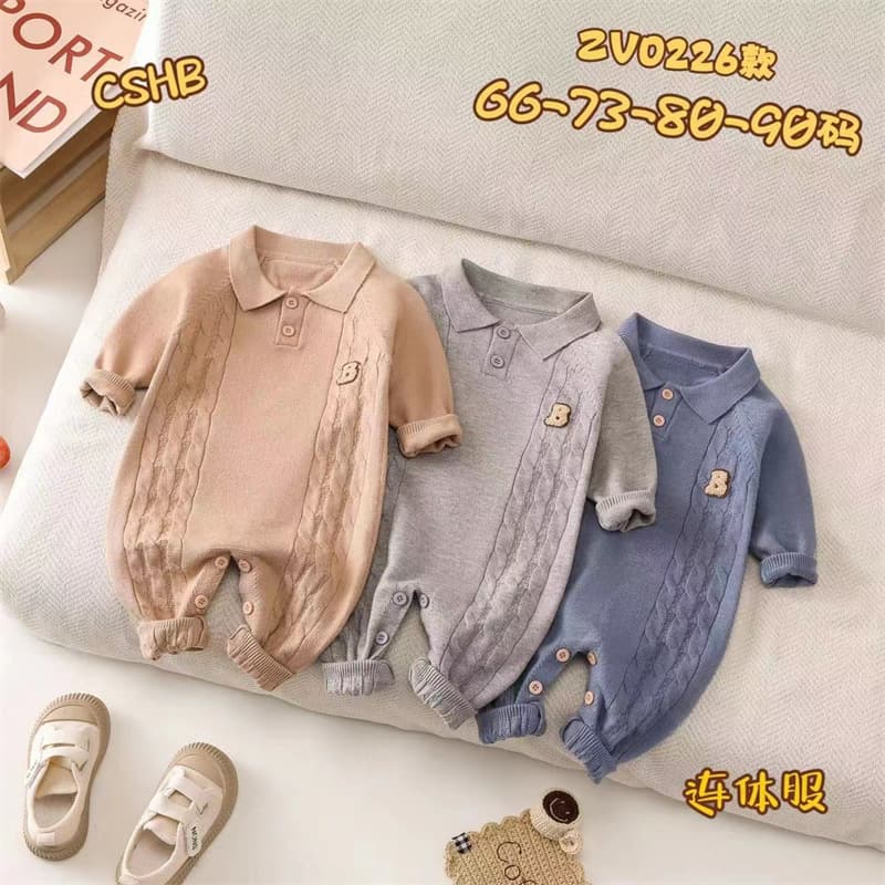2024 Baby Sweater Romper, Spring/Autumn New Style, Newborn Korean-Style Solid Color Lapel Knit Pants Jumpsuit