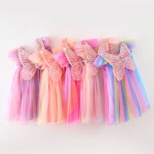 Girls' Tulle Princess Dress Baby Tank Butterfly Beautiful Back Summer Dress Infant Dress Wings
