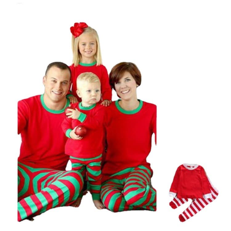 Amazon eBay European and American Christmas Striped Family Matching Home Suit Pajamas Christmas Pajamas