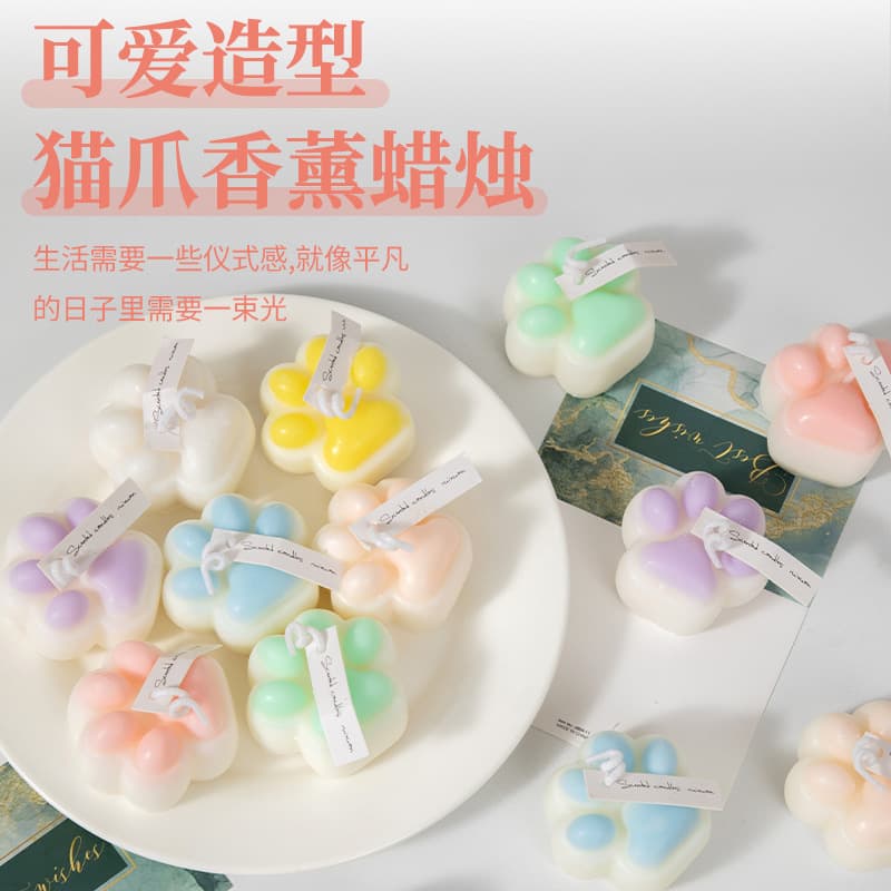 Cat Paw Scented Candle Creative Handmade DIY Home Decoration Aromatherapy Gift Wholesale Smoke-Free Cute
