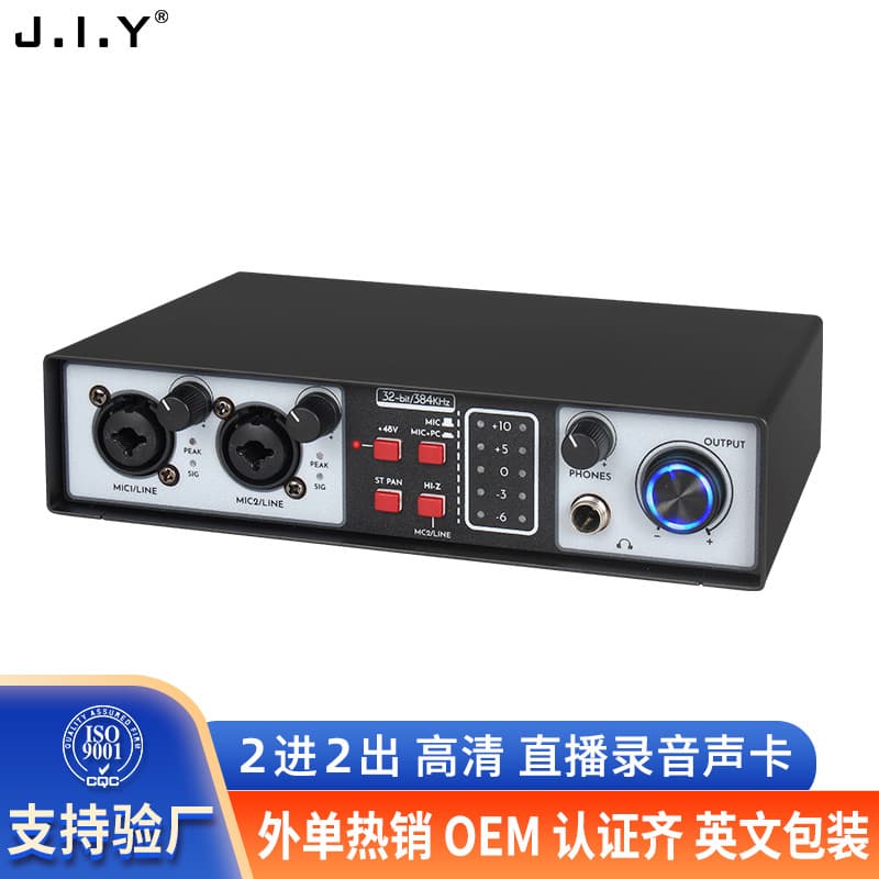 Recording Mixer 2-In 2-Out Multi-Track External Sound Card Computer Rack Mixer DJ Mixer with Sound Card