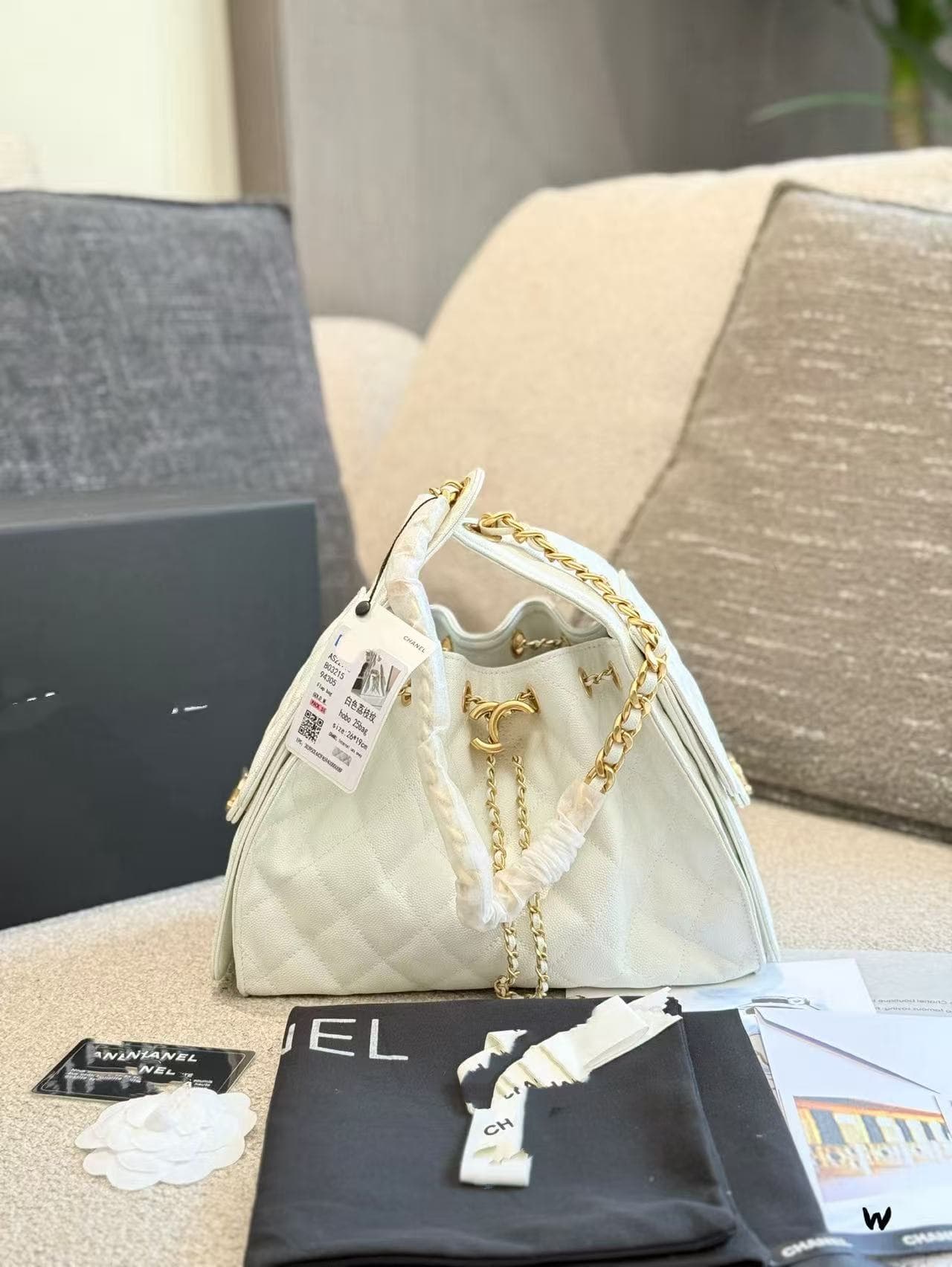 Small Fragrance Style 25 Bag New Hobo Waxed Leather Bucket Underarm Premium Chain Diamond Quilted Versatile Shoulder Crossbody Bag