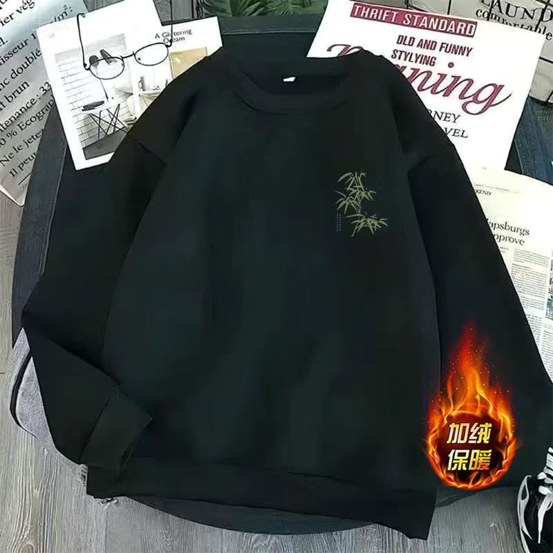 Factory direct sales large size round neck sweatshirt for men in autumn and winter plus velvet and thickened ins loose trendy men and women same style students