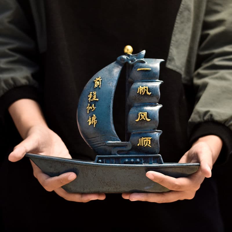 Smooth Sailing Ship Ornament Wealth Sailboat Living Room Decoration Home TV Cabinet Office Desk Business Opening Gift