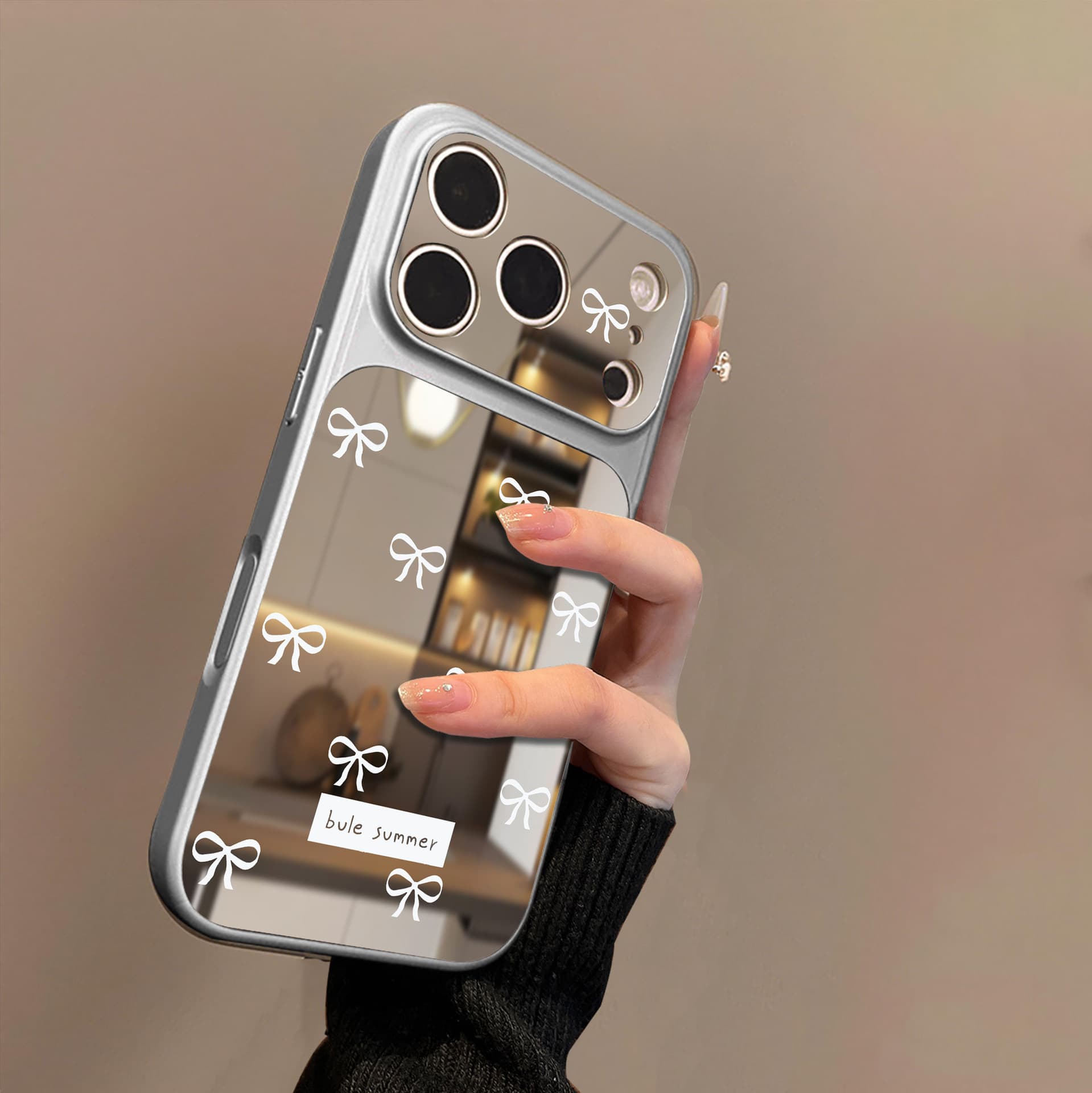 Minimalist Bow Design Case for iPhone 17, 16/14 Pro, Apple 13 Pro, Mirror 15 Pro Max, 17A