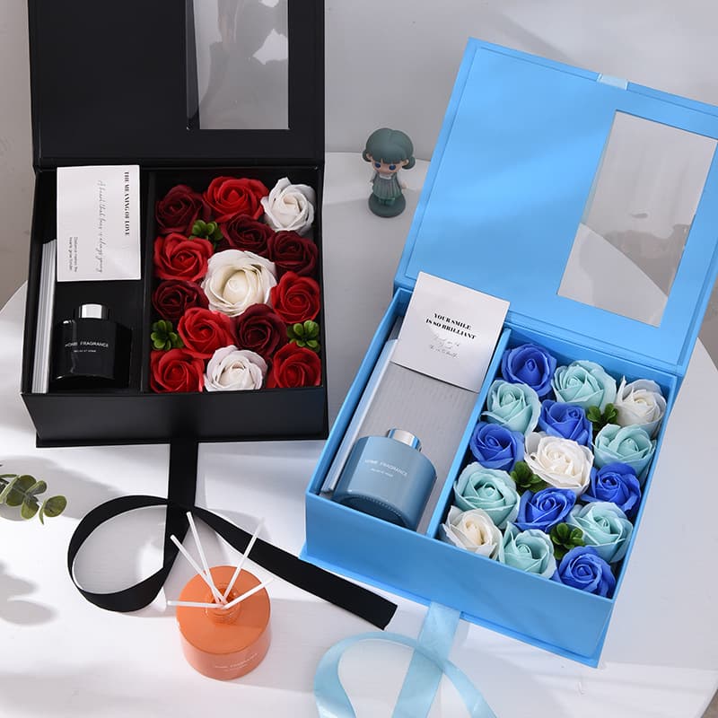 Valentine's Day Transparent Window Preserved Flower Jewelry Gift Box Rose Necklace Gift Packaging Lipstick Box