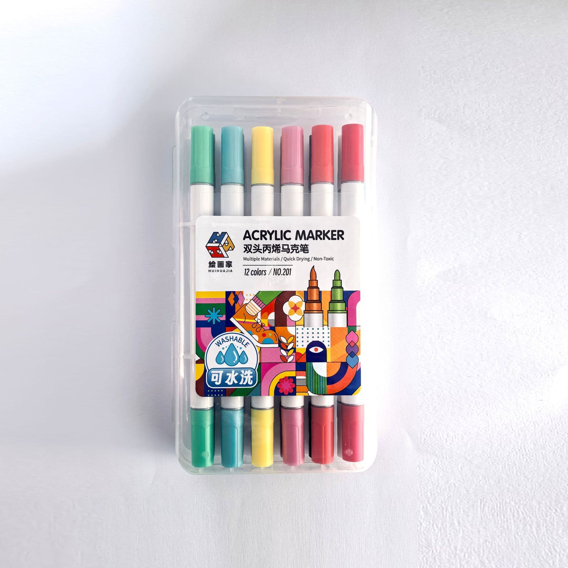Dual-Tip Acrylic Markers, Washable Acrylic Markers, 12/18/24/36 Colors Dual-Tip Acrylic Pens