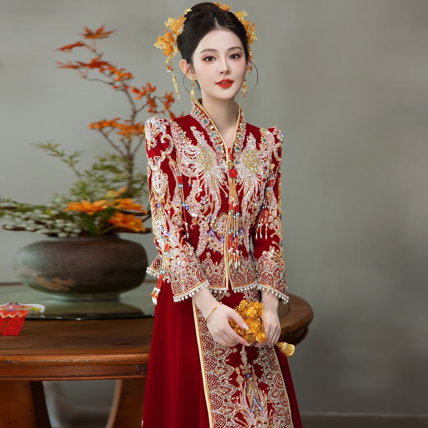 Velvet Xiuhu Suit 2026 New Style Bride Advanced Wedding Toast Dress Chinese Wedding Dress Slim Fit
