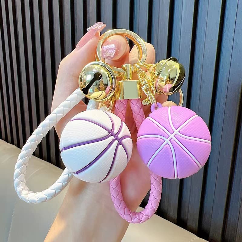 Creative New Year Basketball Hanging Accessories Key Chains Soft Silicone Basketball Keychains Office Culture Educational Suppli