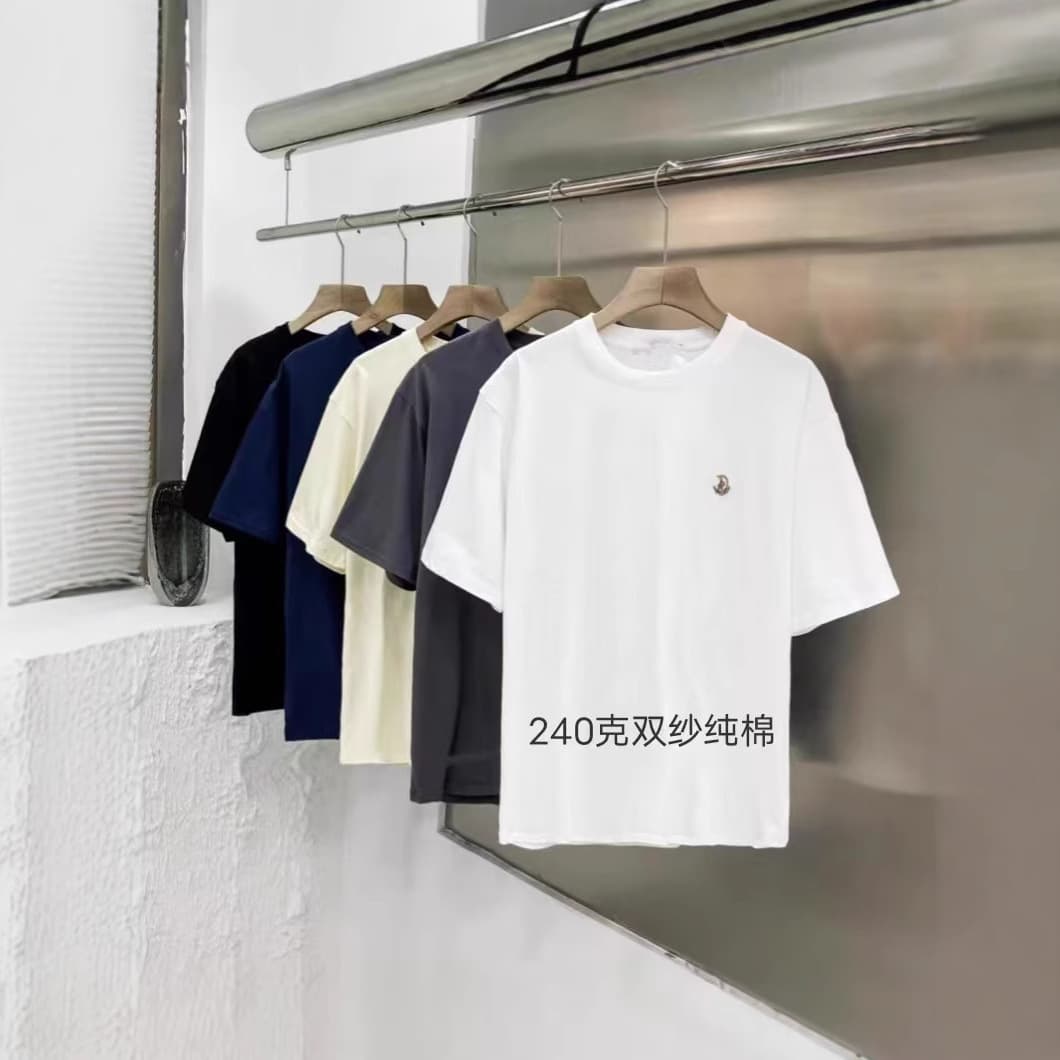 2026 Summer Men's Short-Sleeve Crew Neck T-Shirt with Embroidered Letter Print, Loose Casual Top
