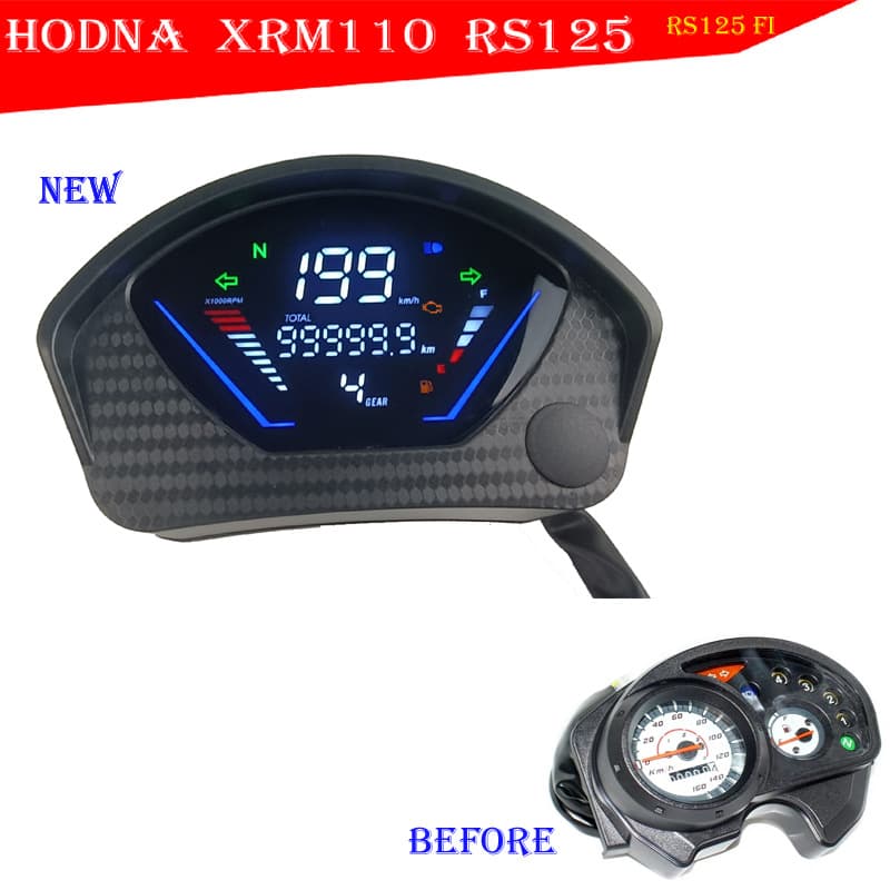 Digital instrument cluster modification suitable for Honda CD70, Jialing 70, and XRM125 motorcycles.