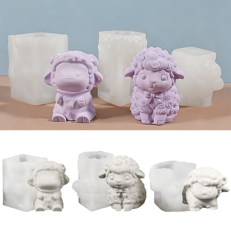 Three-dimensional animal sheep ornament candle silicone mold diy gypsum cement doll painted glue resin abrasive tool