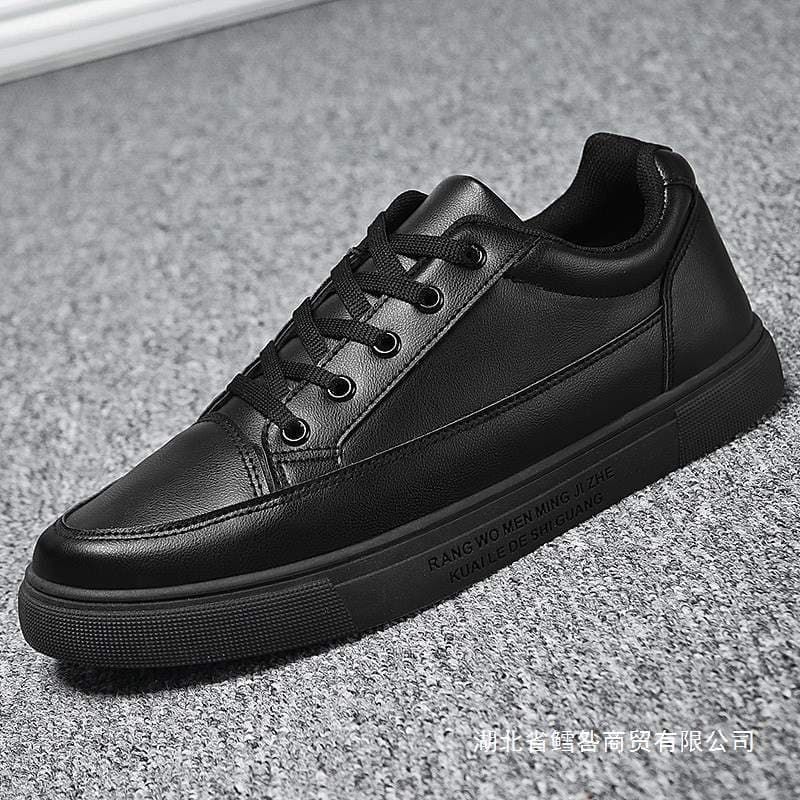 Chef Shoes Men Slip-Resistant Waterproof Oil-Proof Kitchen Casual Leather Shoes All Black Work Shoes Autumn