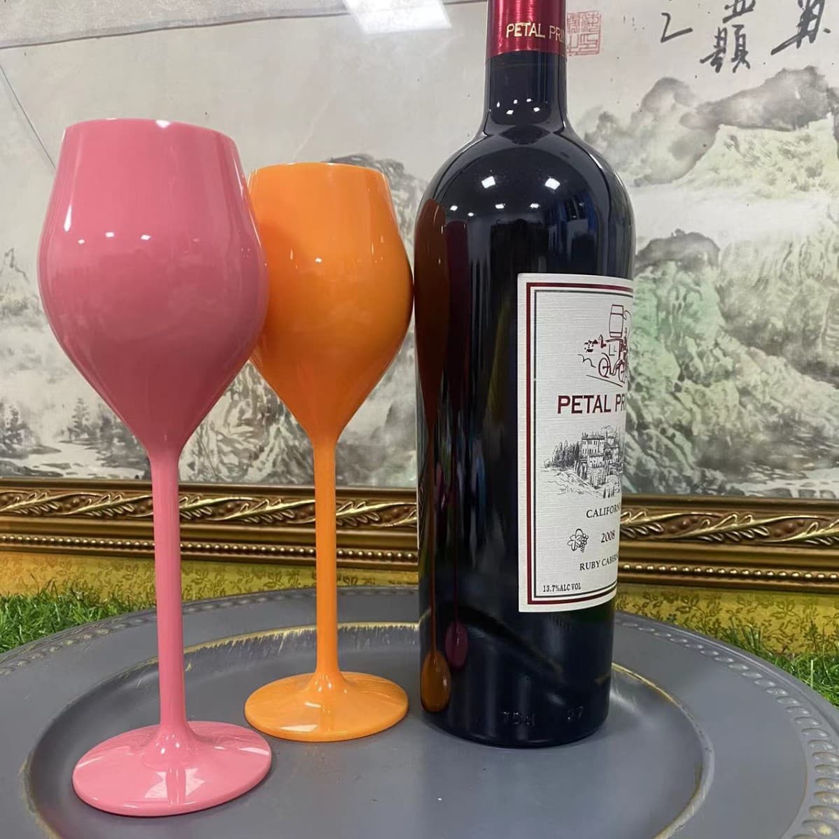 Plastic Champagne Cup Acrylic Red Wine Glass Solid Color PS Gift Cup 130ml Home Drinkware Color-changing Plastic Cup