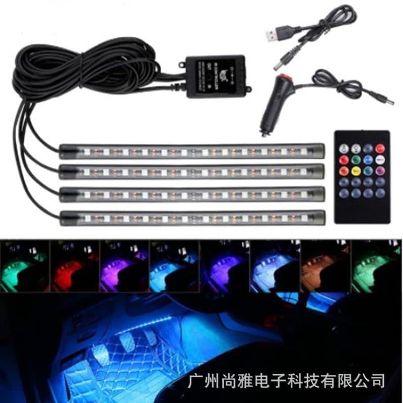 Car Voice-Controlled LED Ambient Light, Footwell Light, Interior Decorative Light, Multicolor Atmosphere Light