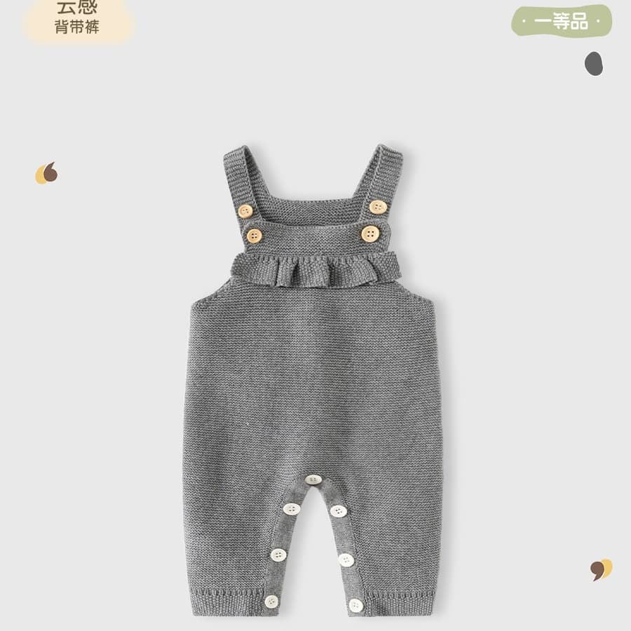 Solid Color Trendy European American Cross-Border Baby Romper Knitted Pure Cotton Baby Overalls Class A Autumn Winter Baby Clothes