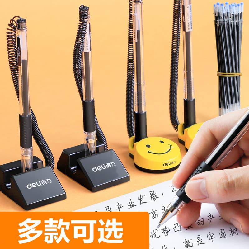 Deli desktop sign pen, creative gel pen 0.5 for counter use, stickable with cord for bar or bank front desk