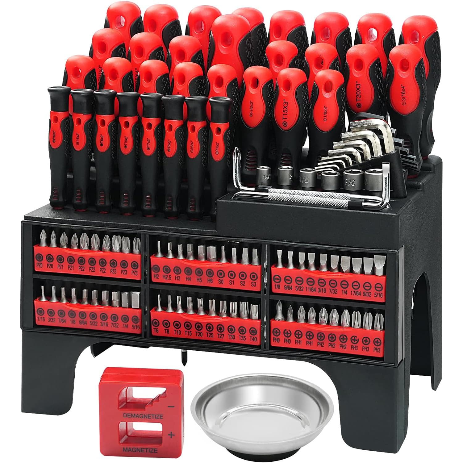 11/12-Piece Magnetic Screwdriver Set, Phillips, Flathead, Cushion Grip