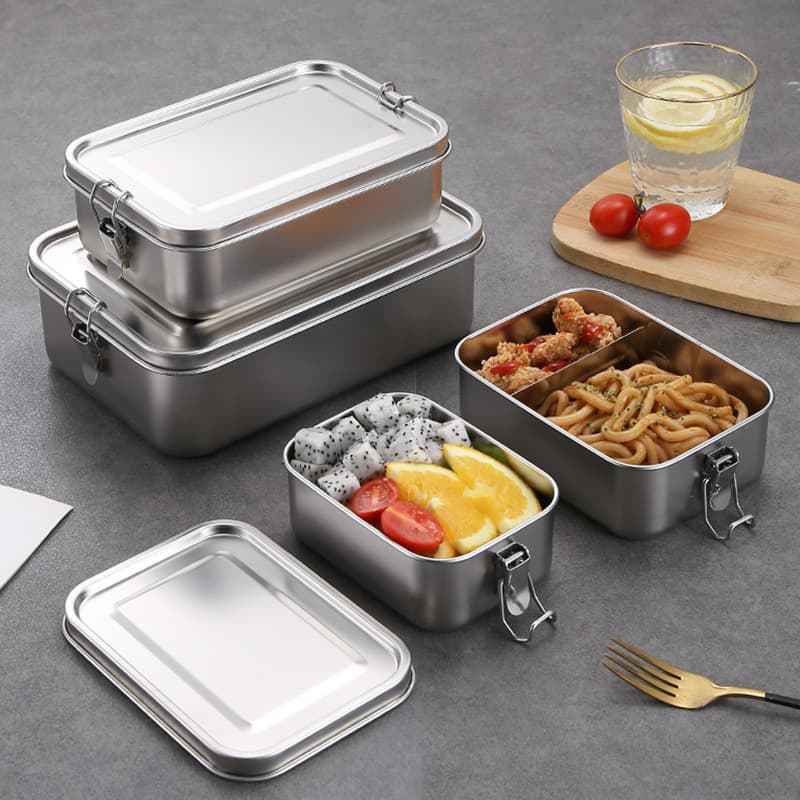 304 Stainless Steel Lunch Box, Food Grade, with Lid, for Students and Office Workers, Bento Box, Adult Lunch Box, Steamer Compatible