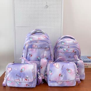Cross-border Cartoon New 3-in-1 Combination Bag, Large Capacity Backpack with Insulated Lunch Bag and Student Pencil Case