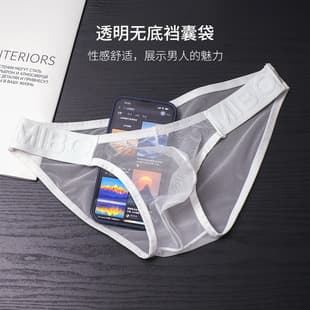 Ultra-Thin High-Transparency 20D Men's Underwear Bulge Pouch Sexy Tight Low-Rise Triangle Briefs Pure Desire Large Pouch Panties