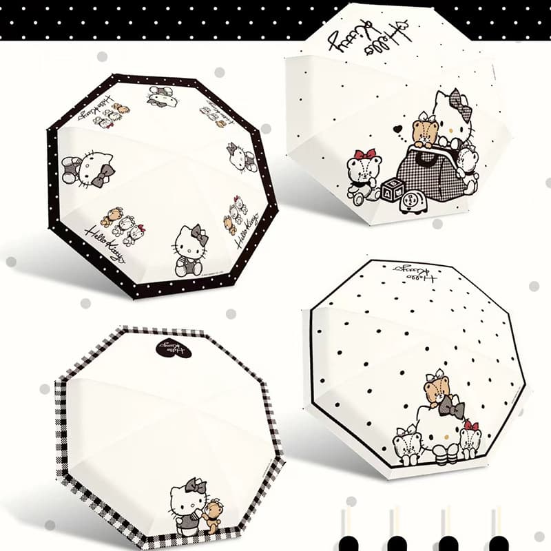 [Genuine] Sanrio KT Automatic 5276 Sun Umbrella, Dual-Use for Sun and Rain, Sun Protection and UV Protection
