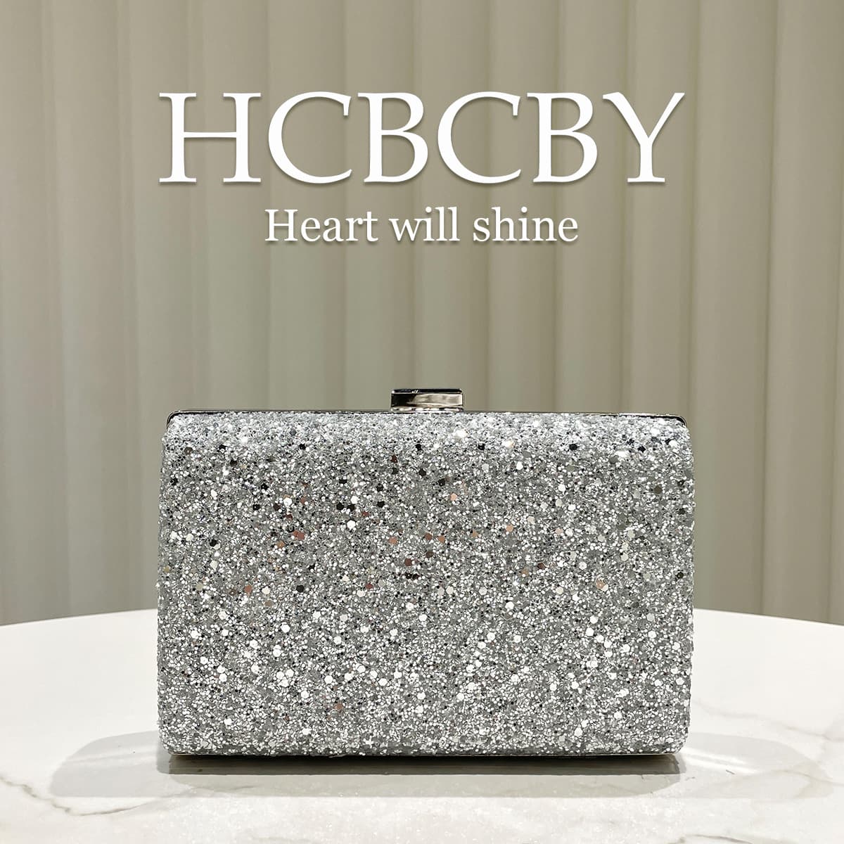 Silver Glitter Sequin Decorative Box Clutch Bag for Women, Fashionable and Elegant for Parties, Banquets, Cheongsam, and Evening Gowns