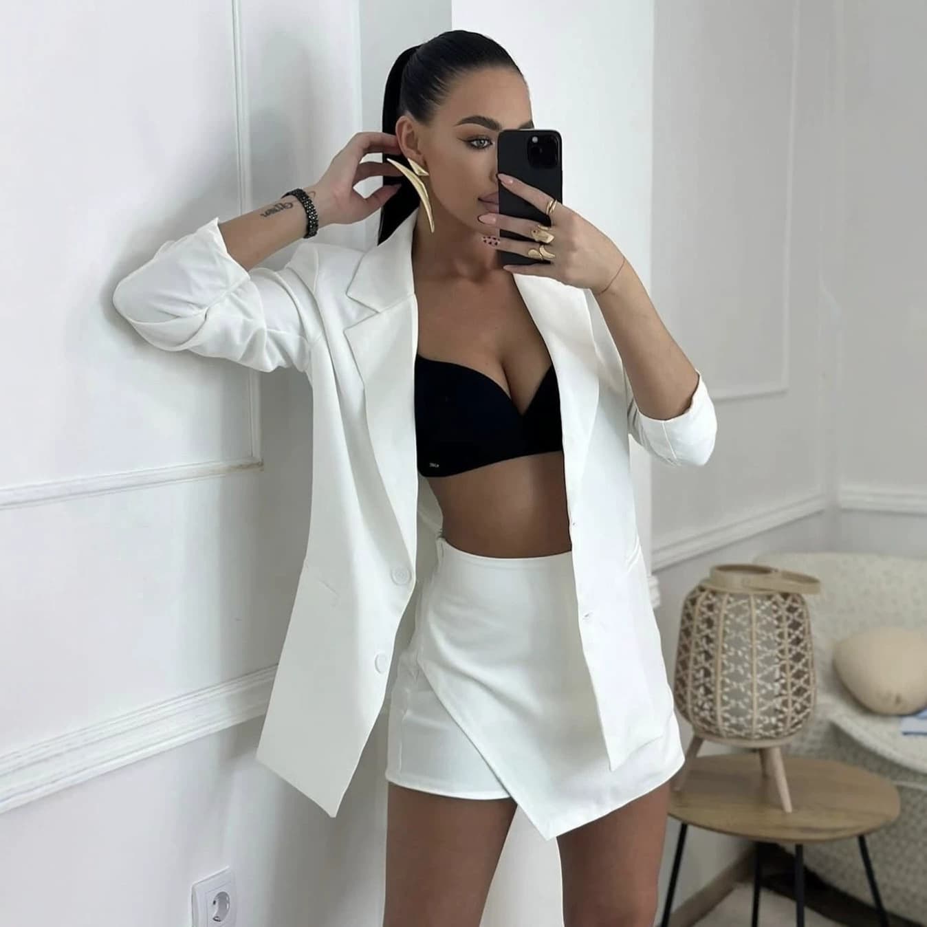 European and American 2026 new autumn blazer and skirt two-piece cross-border women's solid color small suit and skirt suit