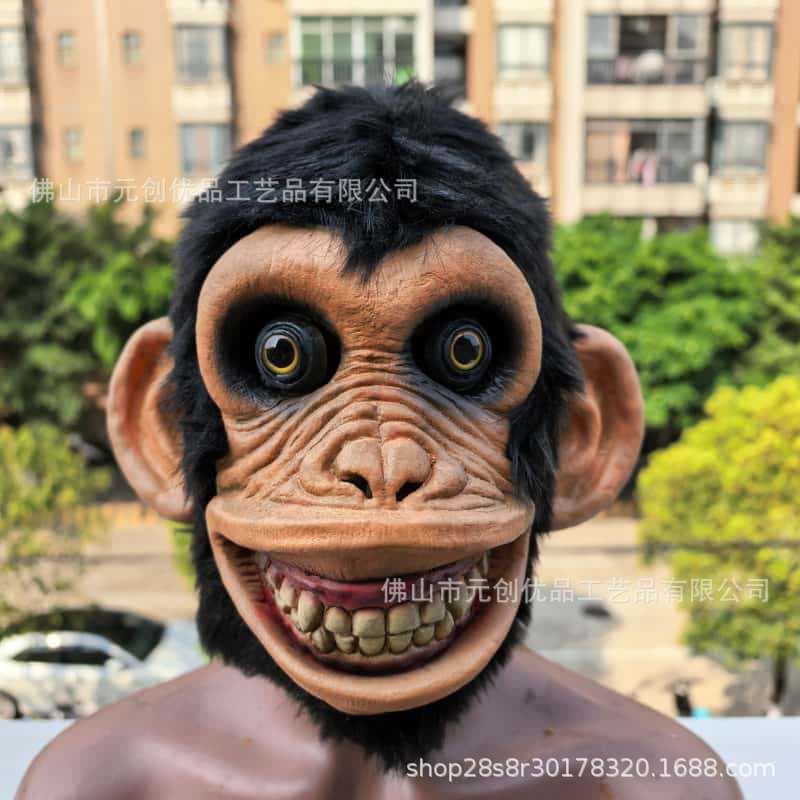 Halloween Funny Gorilla Mask Latex Full Face Animal King Kong Headpiece Horror Comedy Cross-Border New