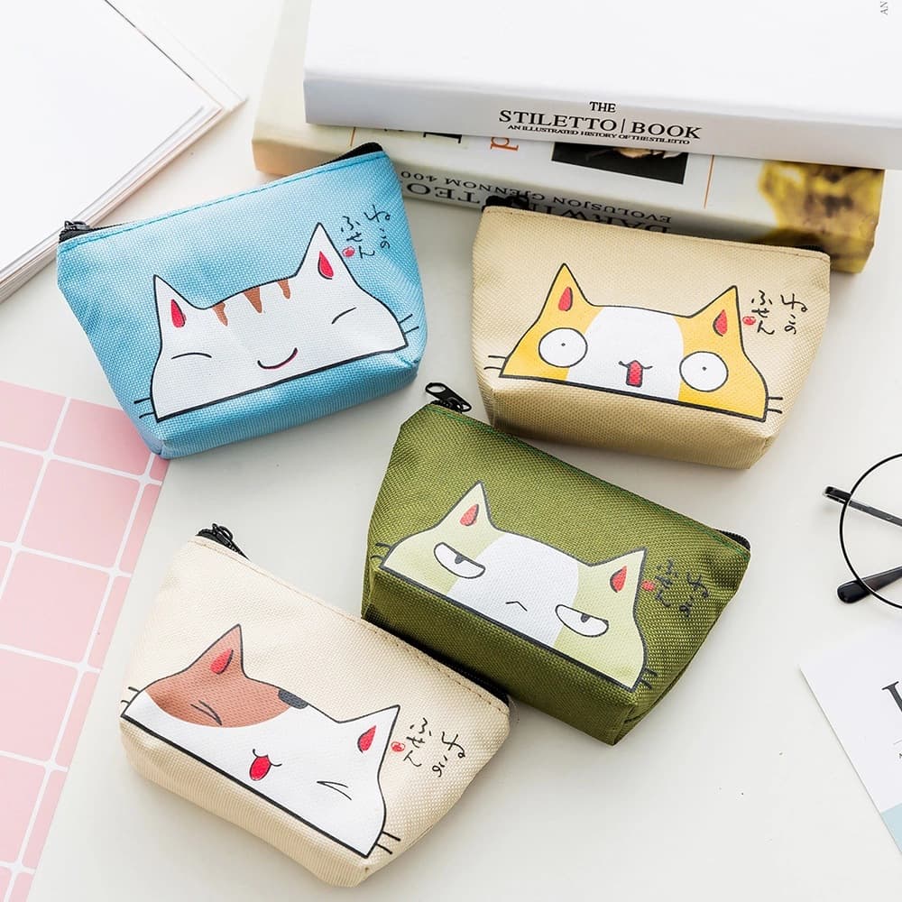 Korean Style Cute Expression Cat Coin Purse Creative Handheld Coin Key Storage Bag Stall Goods Various Colors Available