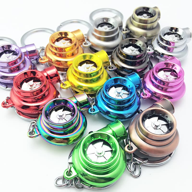 Car LED Light Up Keychain Turbocharged Alloy Metal Pendant Modern Minimalist Style Automotive Themed Key Accessory