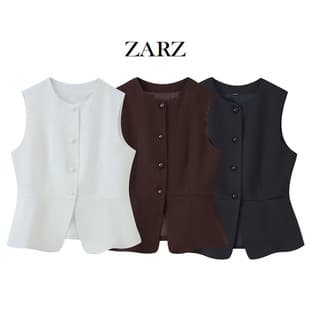 ZARZ Self-Made European-American Style New Women's Clothing Chic Fashionable Versatile Two-Color Round Neck Vest